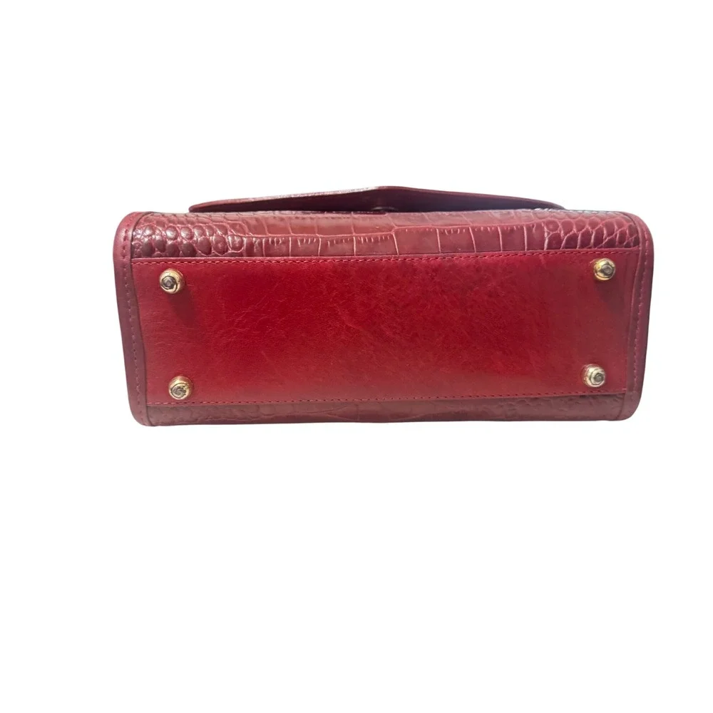 Brighton‎ Crossbody Bag Womens Small Burgundy Croco Leather Excellent Filigree